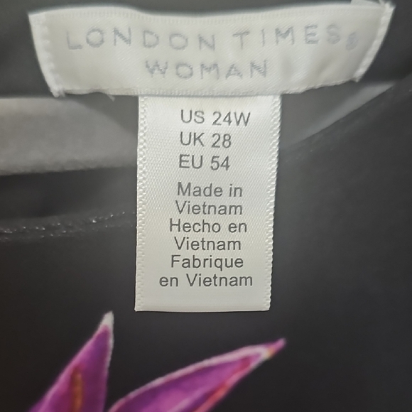 Woman Plus Size London Times Black and Pink And Purple Sheath Dress - Picture 2 of 6